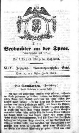 29. Stück, 21. Juli 1845