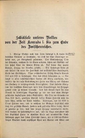 Quellensätze zur Geschichte unseres Volkes, 2,1. Von der Zeit Konrads I. bis zum Ende des Zwischenreiches ; 1. Abteilung