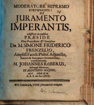 De juramento imperantis