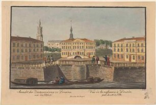 Die Calberlasche Zuckersiederei (später Hotel Bellevue) in Dresden, Elbansicht