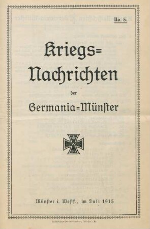 5.1915: Kriegsnachrichten der Germania, Münster