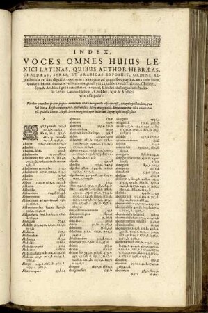 Index, Voces Omnes Huius Lexici Latinas [...]