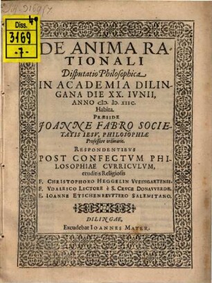 De Anima Rationali Disputatio Philosophica