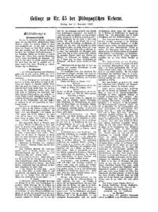 Mitteilungen : Beilage zu No. 45 der Pädagogischen Reform
