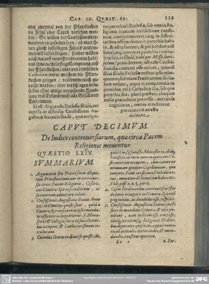 Caput Decimum. De Judice controversiarum, quae circa Pacem Religionis moventur