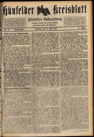 Zweite Ausgabe vom Samstag, den 19. Juni 1926.