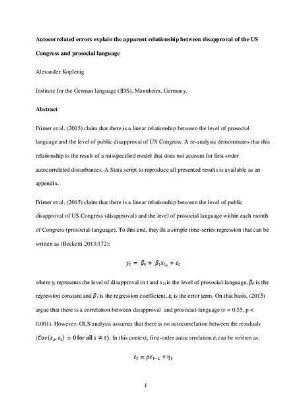 Autocorrelated errors explain the apparent relationship between disapproval of the US Congress and prosocial language