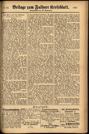 Zweite Ausgabe vom Samstag, den 19. September 1896.