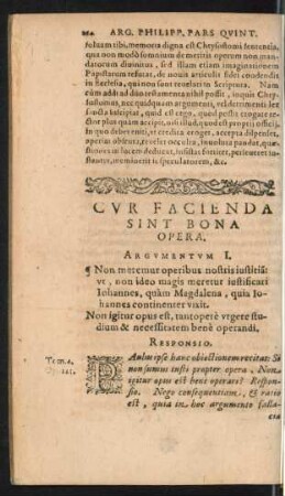 Cur Facienda Sint Bona Opera.