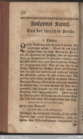 Funfzehntes Kapitel. Von der lyrischen Poesie