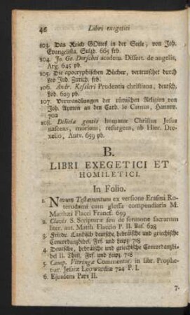 B. Libri Exegetici Et Homiletici.