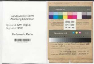 Entnazifizierung Berta Hadameck , geb. 02.07.1895 ()