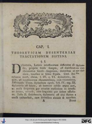 Cap. I. Theoreticam Dysenteriae Tractationem Sistens.