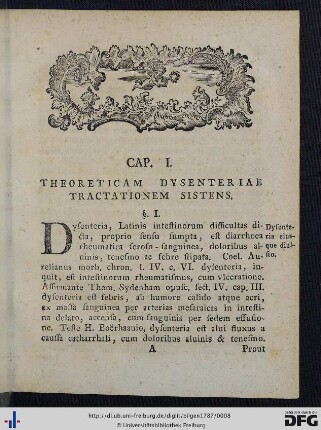 Cap. I. Theoreticam Dysenteriae Tractationem Sistens.