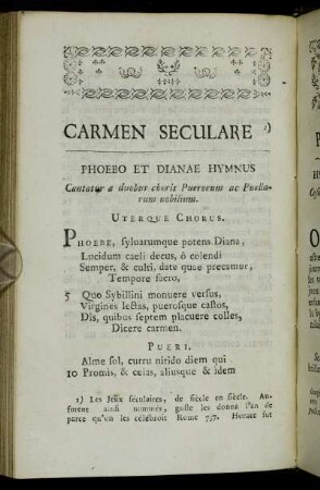 Carmen Seculare = Poeme Seculaire