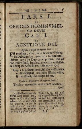Pars I. De Officiis Hominum Erga Deum.