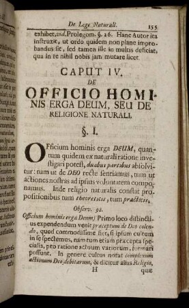 Caput IV. De Officio Hominis Erga Deum, Seu De Religione Naturali.