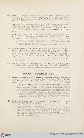 Addenda de quelques livres (No. 427 - 433)