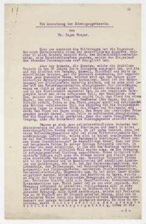 Die Ausnutzung der Schwingungstheorie von Dr. Eugen Nesper. Excerpt von Raoul Hausmann. [Berlin]