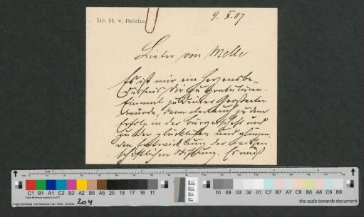 Briefkarte an Werner von Melle