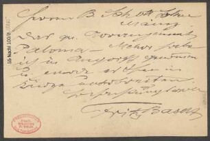 Brief an B. Schott's Söhne : 10.09.1898