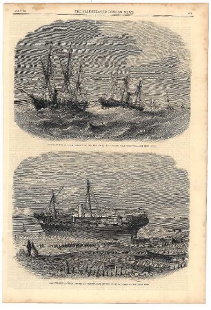 Wreck of the steamer "Hydraspe" on the plan shoal, in Rhio Strait, near Singapore.- The steamer "Amphion" ashore at sherringham, on the coast of Norfolk