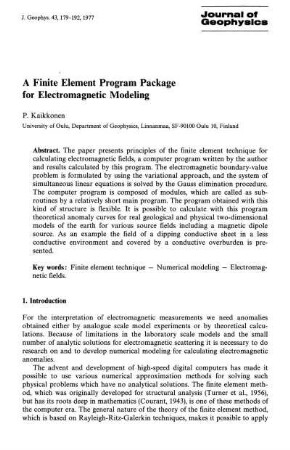 A finite element program package for electromagnetic modeling