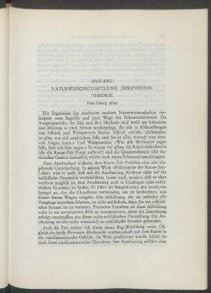 Anhang: Naturwissenschaftliche Erkenntnistheorie