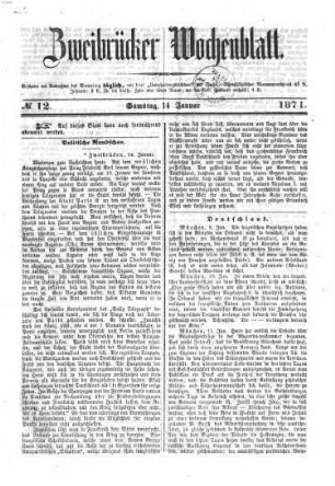 Zweibrücker Wochenblatt, 1871, 1 - 6