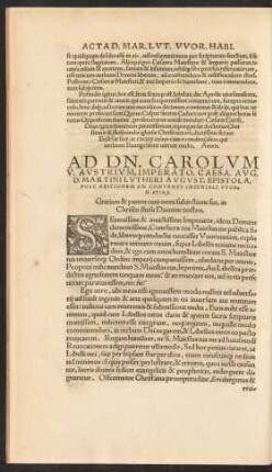 Ad Dn. Carolum V. ... D. Martini Lutheri August. Epistola ...
