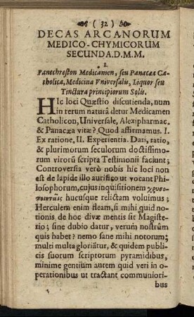 Decas Arcanorum Medico-Chymicorum Secunda