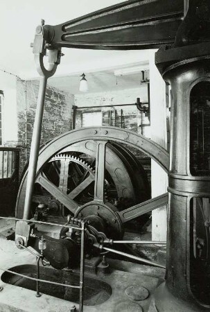 Maschinenhaus mit Balancier-Dampffördermaschine : Freiberg, Maschinenhaus, Lehrgrube Alte Elisabeth mit Dampffördermaschine der Firma Pfaff, C., Maschinenbaufabrik Chemnitz