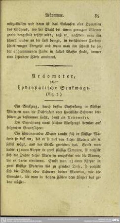 Aräometer, oder hydrostatische Senkwage