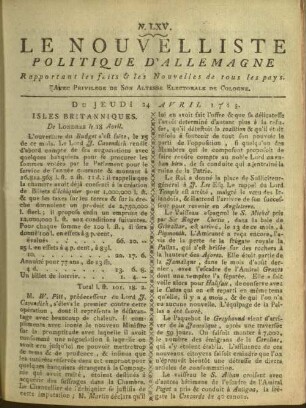 Le nouvelliste politique d'Allemagne. 1780-1787