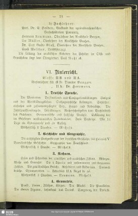 VI. Unterricht
