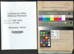 Entnazifizierung Alfons Beckmann , geb. 27.07.1912 (Verwaltungsbeamter)