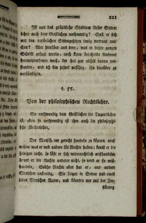 §. 55. Von der philosophischen Rechtslehre – §. 56. Von der Physik