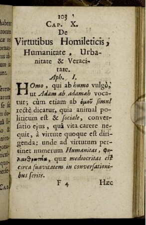 Cap. X. De Virtutibus Homileticis, Humanitate, Urbanitate & Veracitate.