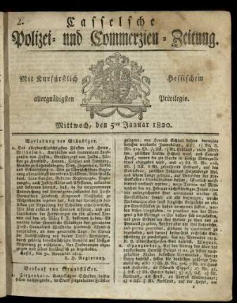 Nr. 2, Mittwoch, den 5ten Januar 1820