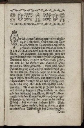 [Sonderbare und merkwürdige Begebenheiten des nordischen Hyacinthus.]