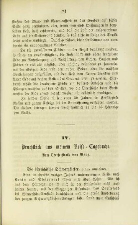 IV. Bruchstück aus meinem Reise-Tagebuche. : Vom Oberforstrath von Berg.