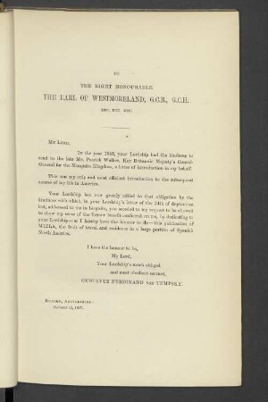 To the right honourable The Earl od Westmoreland, G.C.B., G.C.H. etc. etc. etc.