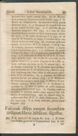 Fasciculi dispp. exeget. secundum ordinem libror. biblicor. digestar.