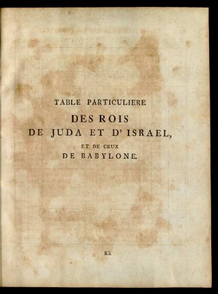 Table Particuliere Des Rois De Juda Et D'Israel, Et De Ceux De Babylone