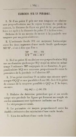 Exercices sur la parabole.