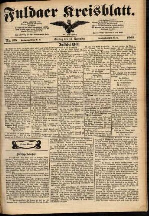 Erste Ausgabe vom Freitag, den 13. November 1903.