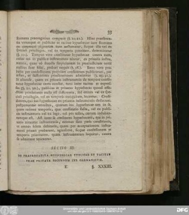 Sectio III. De Praerogativa Hypothecae Publicae Et Tacitae Prae Privata Secundum Ius Germanicum.