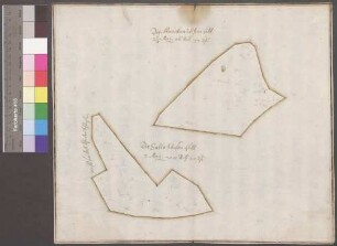 Ingelfingen "Die Blankenwiese", "Die Sallenwiesen" [Wiesenkarte] Beschreibung: Grenzen in Wasserfarben; Einteilung der Wiesen in Rechtecke und Dreiecke