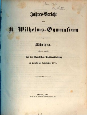 Jahresbericht, 1863/64