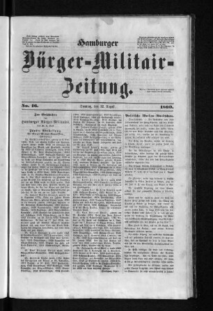 Hamburger Bürger-Militair-Zeitung. No. 46. 1860